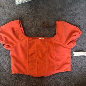 Women's rust colored Puff Sleeve Top